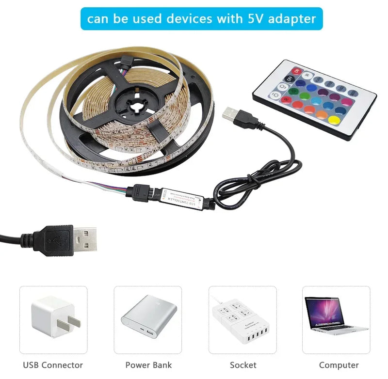 Fita Led inteligente - Smart Led Strip Light 5050 RGB USB 5V Bluetooth