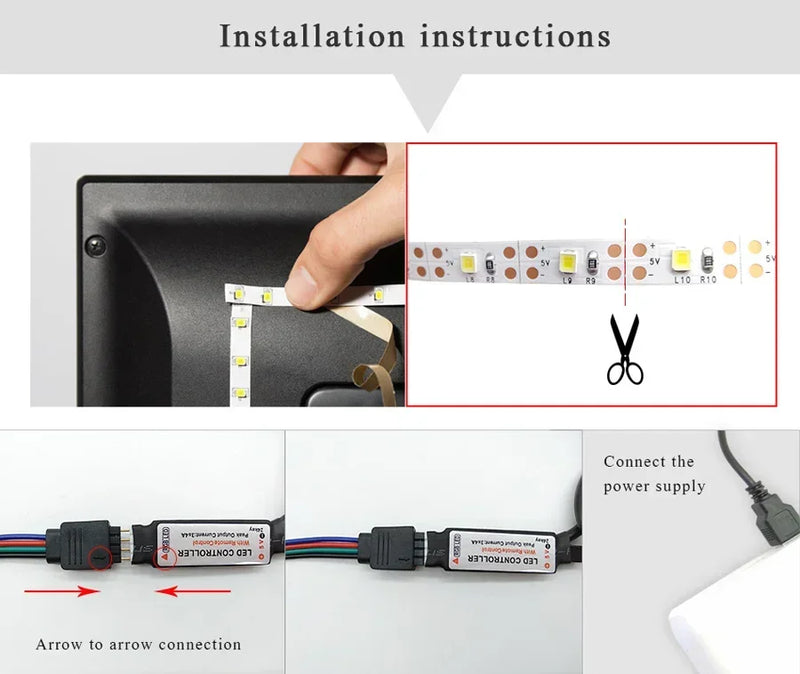 Fita Led inteligente - Smart Led Strip Light 5050 RGB USB 5V Bluetooth